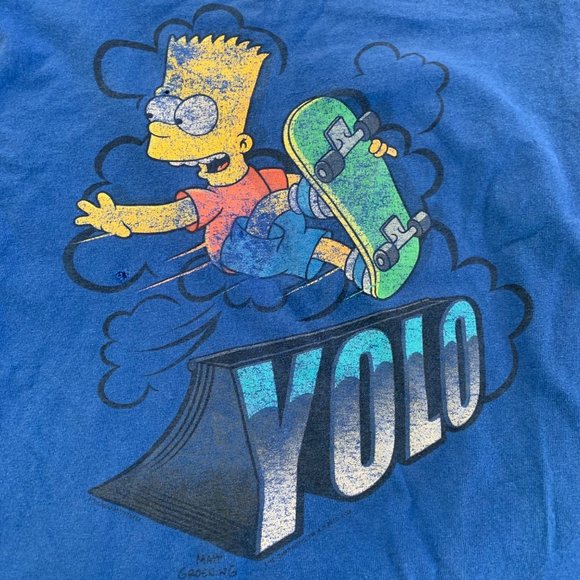 Vintage Bart Simpson YOLO Skate Perfectly Worn In Vintage Tee - Picture 5 of 5